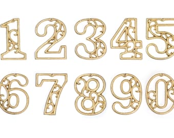 Metal House Numbers Cast Iron Wall Metallic Brass/Gold Hangers Decorative Victorian Decor 4.5 inches