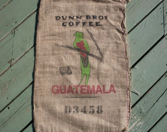 Burlap Coffee Bag, Dunn Bros Gunny Sack, Guatemala Bird, Advertising, Home Decor DIY