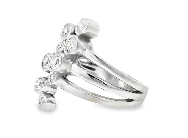 14K Gold Diamond Band Ring Two Tone Wide Design image 3