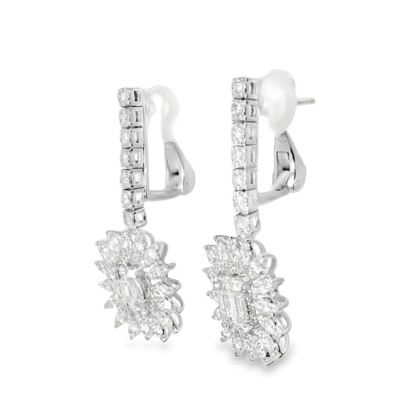 Pendientes de girasol con diamantes en oro blanco de 18 quilates imagen 4