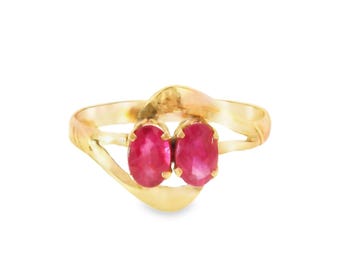 18K Pink Rose Gold Ruby Pinky Ring