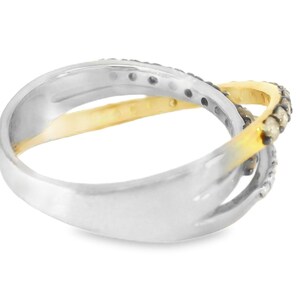 14K White Gold Champagne Diamond Wide Bridge Band Ring image 4