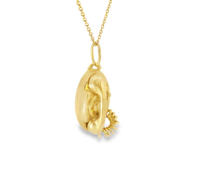 14K Yellow Gold Telephone Charm Pendant image 2