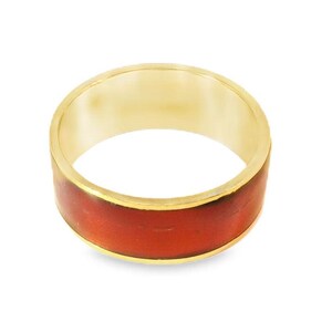 18K Yellow Gold Hidalgo Red Enamel Wide Insert Panther Band image 4