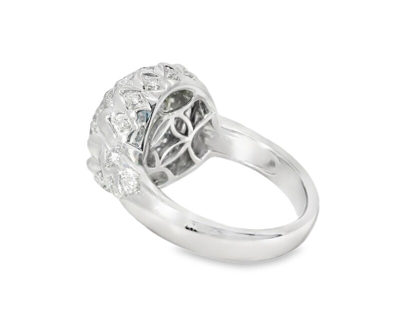 14K White Gold Diamond Pave Dome Filigree Designer Ring image 5