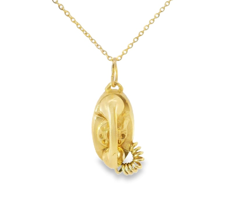 14K Yellow Gold Telephone Charm Pendant image 1