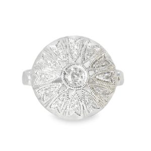 Antique Estate 14K White Gold Round Cocktail Diamond Ring