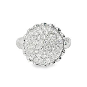 14K White Gold Diamond Pave Dome Filigree Designer Ring image 1