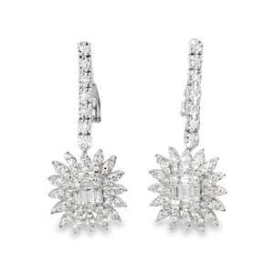 Pendientes de girasol con diamantes en oro blanco de 18 quilates imagen 2