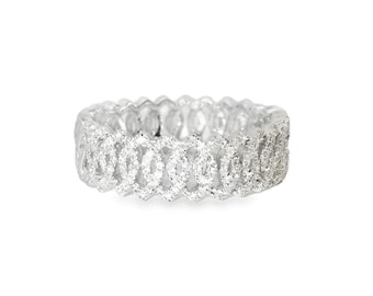 18K White Gold Hidalgo Diamond Eternity Band Ring, Celtic Pattern