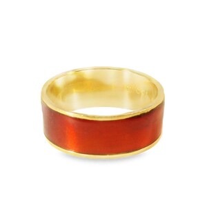 18K Yellow Gold Hidalgo Red Enamel Wide Insert Panther Band image 3