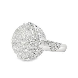 14K White Gold Diamond Pave Dome Filigree Designer Ring image 3