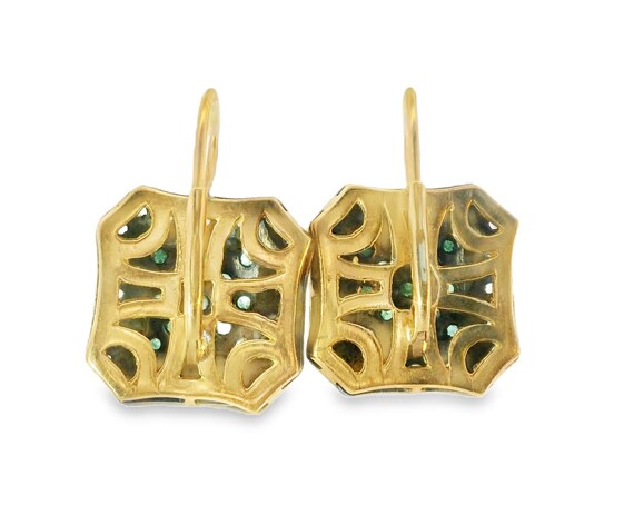 14K Pink Gold Antique Rose Cut Diamond & Emerald … - image 3