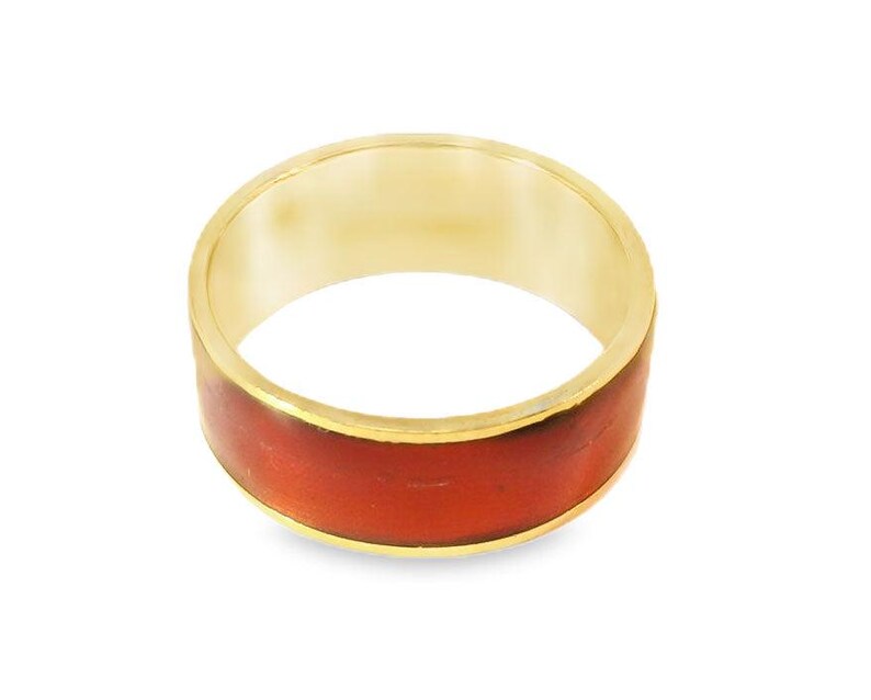 18K Yellow Gold Hidalgo Red Enamel Wide Insert Panther Band image 2