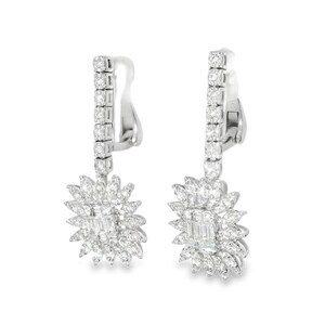 Pendientes de girasol con diamantes en oro blanco de 18 quilates imagen 5