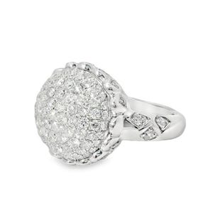 14K White Gold Diamond Pave Dome Filigree Designer Ring image 2
