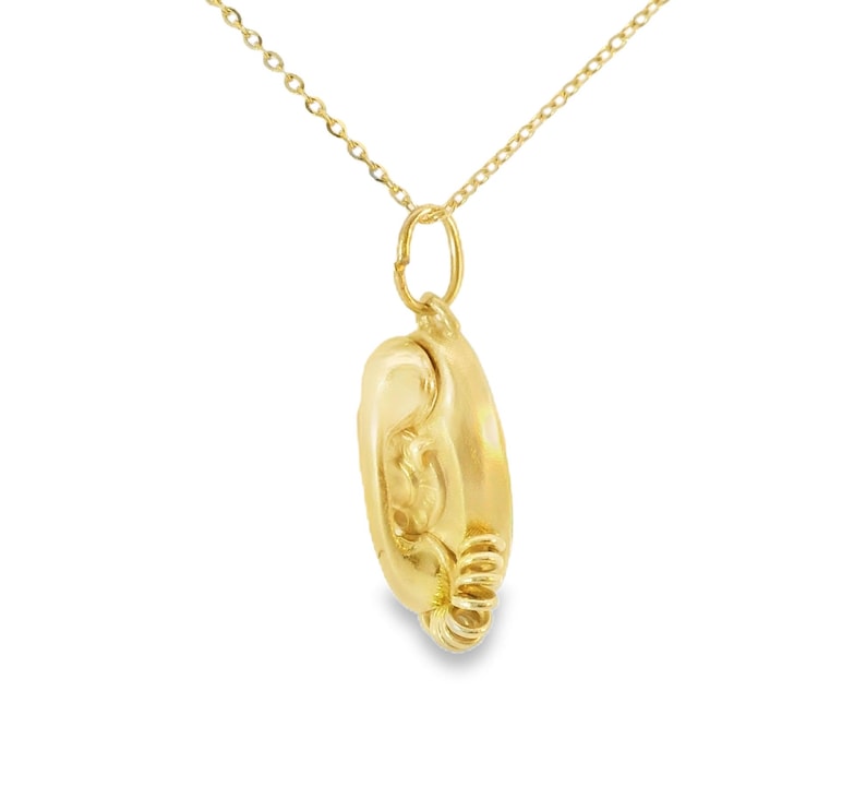 14K Yellow Gold Telephone Charm Pendant image 3