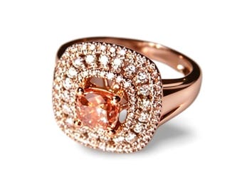 18K White Gold Brownish Pink Diamond Engagement Ring