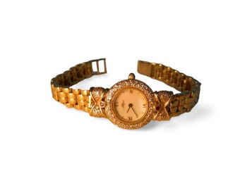 Diamond and 14K Tri-Color Gold Vintage Quartz Watch Vintage Lady main image 3