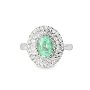 14K White Gold Paraiba Tourmaline and Diamond Cocktail Ring Estate
