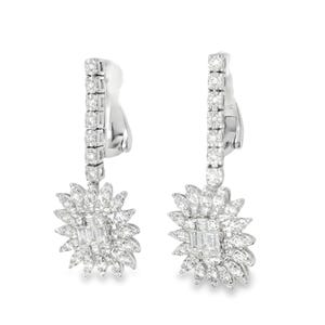 Pendientes de girasol con diamantes en oro blanco de 18 quilates imagen 3