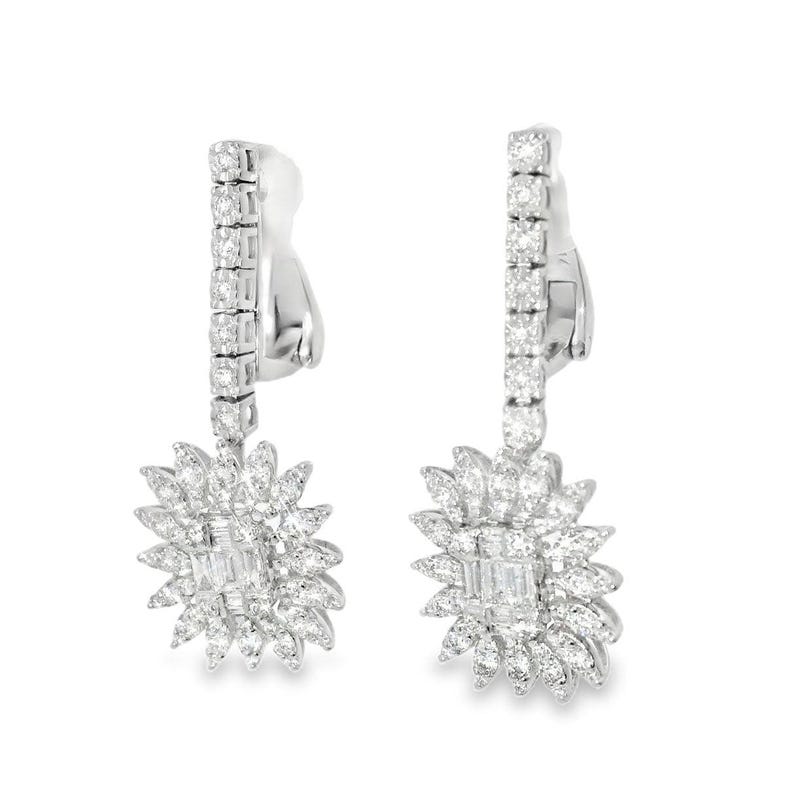 Pendientes de girasol con diamantes en oro blanco de 18 quilates imagen 3