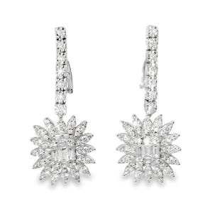 Pendientes de girasol con diamantes en oro blanco de 18 quilates imagen 1