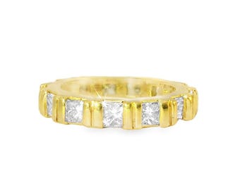 18K Yellow Gold Diamond Eternity Wedding Band Ring