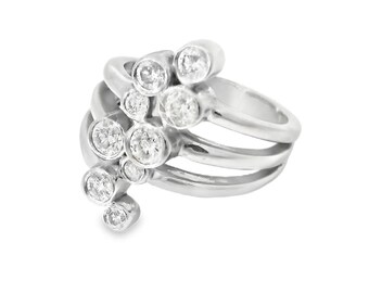 Beautiful Estate 14K Two-Tone 2-Tone Gold Diamond Wide Band Ring