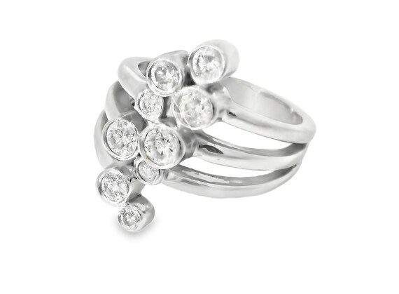 14K Gold Diamond Band Ring Two Tone Wide Design