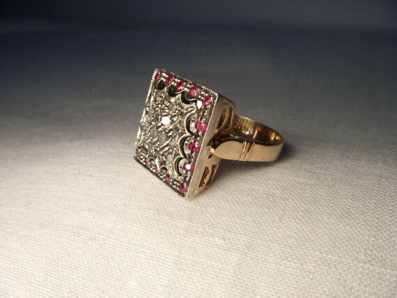 Gorgeous Antique Estate 14K Pink Rose Gold Diamon… - image 3