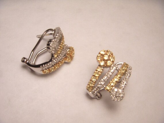 Gorgeous 14K White Gold Yellow Sapphire Diamond F… - image 5