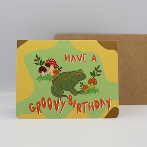 Have a Groovy Birthday! Mushrooms with Toad Happy Birthday Cute Blank Card