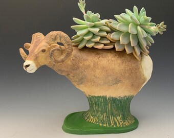 Big Horn Sheep,Vase,Mt Sheep,Animal Sculpture,Home Decor,Home and Living,Collectibles