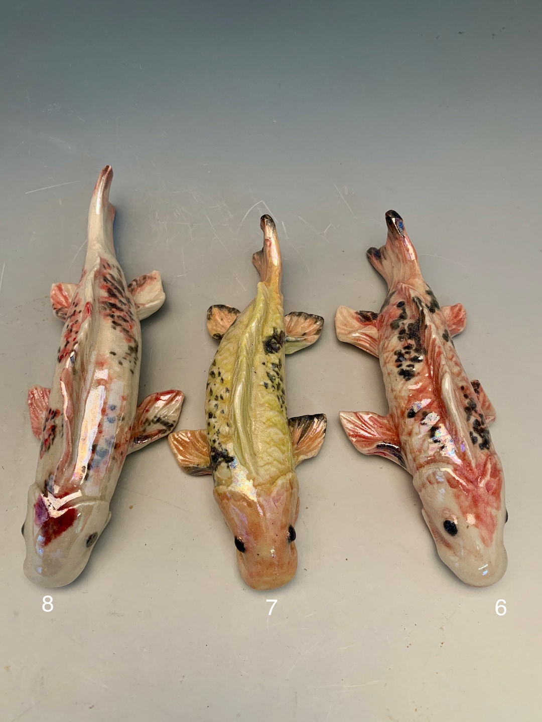 Koi Fish Sculpture,hand Made Fish,ceramic Koi,fish,koi Sculpture,carp Fish,art &collectables Etsy