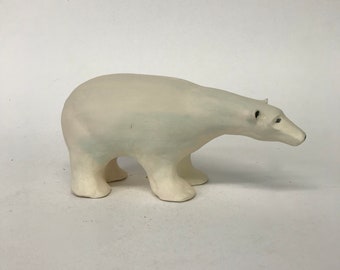 Polar Bear Sculpture,Miniature Sculpture Bear Sculpture,Ceramic Polar Bear,Ceramic Sculpture, Animal Sculpture,Art and collectibles