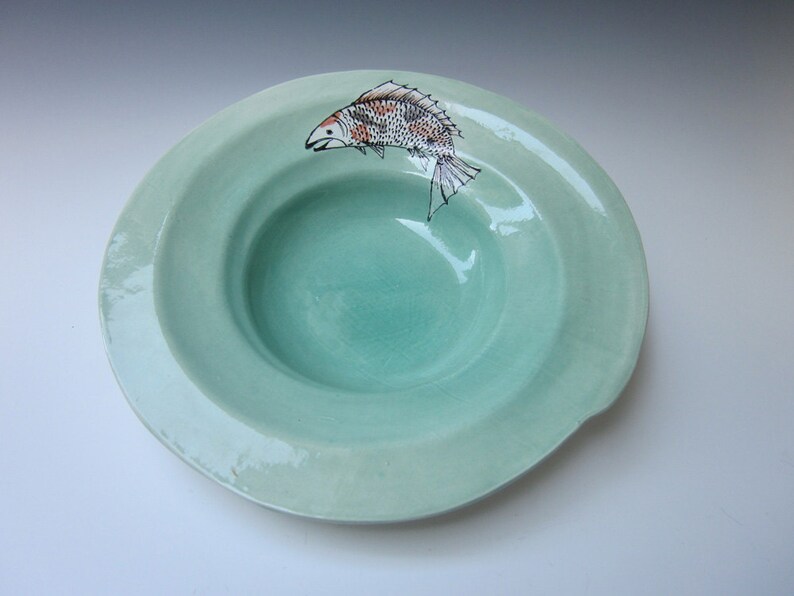 Fish Bowl Koi Plat Koi Serving Bowl Fish Plate Ceramic Etsy