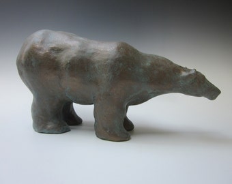 Ceramic Polar Bear Sculpture, Bear Sculpture,Polar Bear Sculpture,Ceramic Sculpture, Animal Sculpture,Art and collectibles