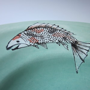 Fish Bowl, Koi Plat , Koi Serving Bowl , Fish Plate, Ceramic Fish Plate, Ceramic Koi Plate