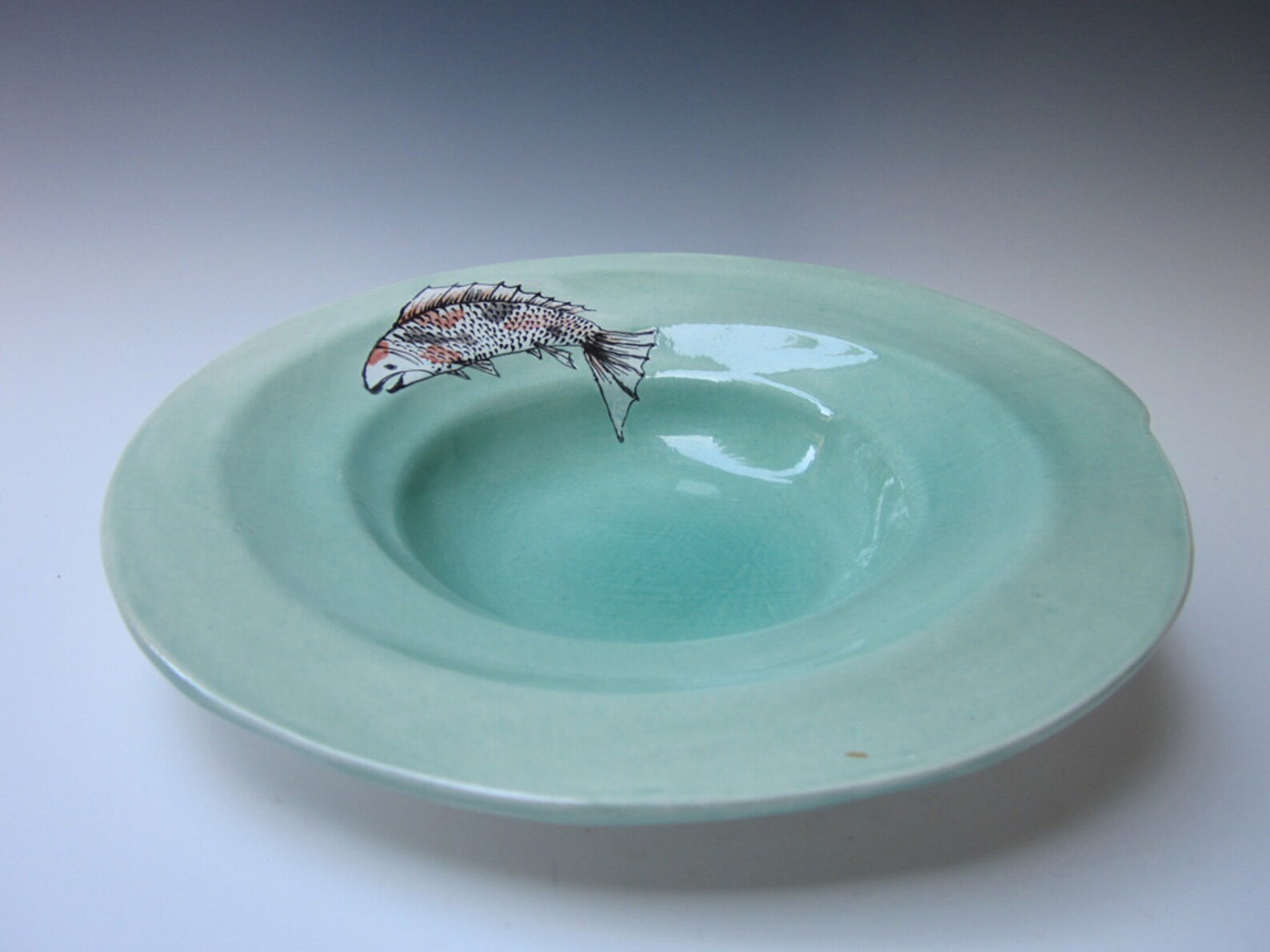 Fish Bowl Koi Plat Koi Serving Bowl Fish Plate Ceramic Etsy