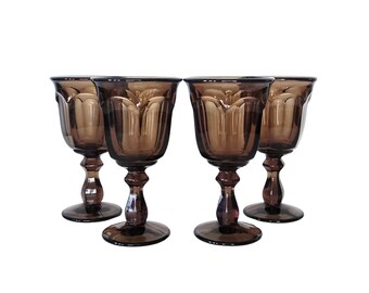 Vintage Imperial Glass Brown Wine Glasses - Old Williamsburg Pattern