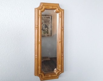 Vintage Faux Bamboo Wall Mirror - Rattan Mirror - Vintage Wall Decor - Bamboo Mirror