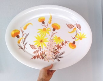 New Fall Thanksgiving Sunflower Blessed Oval Melamine Serving Tray Platter Dish 