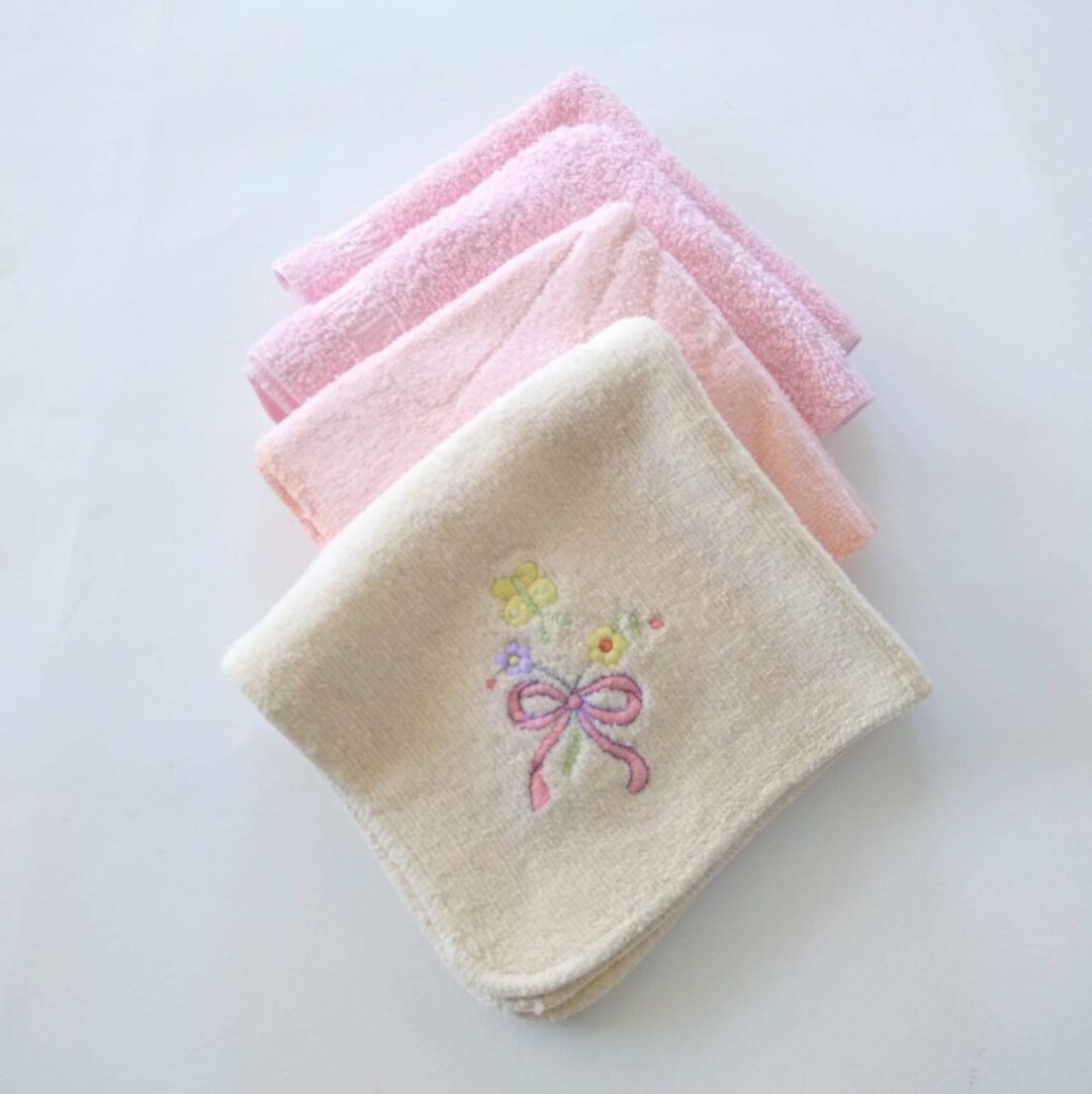 Set/4 MCM Vintage Washcloths in Pastel Shades of Pink and Pale Etsy