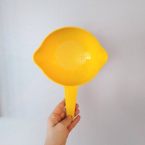 Yellow Vintage Tupperware Colander - Vintage Kitchen Strainer with Handle and Pour Spouts