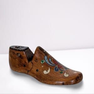Vintage Hand Painted Wood Cobblers Shoe Form - Shoe Mold