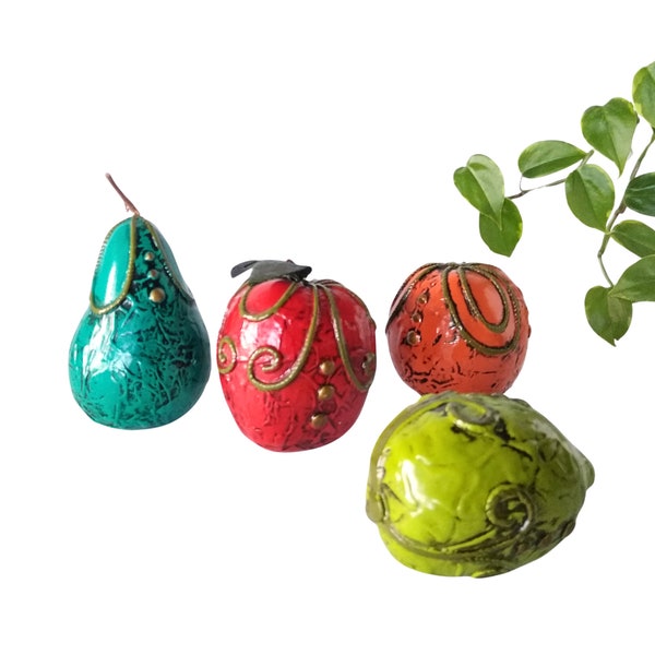 MCM Vintage Fitz & Floyd Decorative Papier Mache Fruit - Fruit Fantasy Decorative Fruit Set