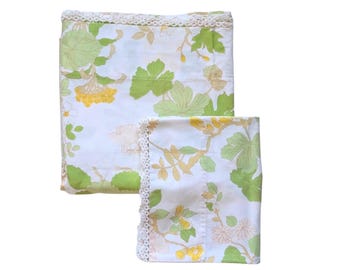 Vintage Wamsutta Ultracale Floral Twin Sheet Set with Crocheted Trim - Time and Again Pattern