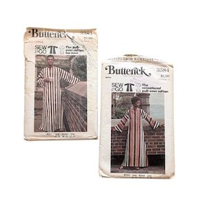 1970s Vintage Butterick 3383 & 3384 Sewing Patterns - Mens and Womens Caftans