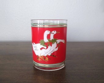 NEW 4 CULVER FLAMINGO GLASSWARE CHRISTMAS DOF TUMBLERS BAR WARE  FROSTED SIGNED 